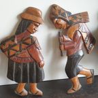 Peruaans Gezin Vintage Houtsnijwerk Muurhangers thumbnail 9