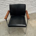 Midcentury Stoel, Chroom Zwart Hout - Industrieel Bauhaus thumbnail 5