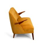 Geherstoffeerde Okergele Deense Design Sofa, 1960s thumbnail 3
