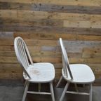 Spijl Stoelen Beukenhout Wit Geschilderd Retro thumbnail 4