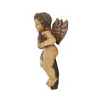Vintage Massief Houten Engel Cherubijn Beeld Handbeschilderd 49cm thumbnail 3