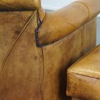 Comfortabele, Luxe Rundleren Fauteuil/armchair + Hocker Met Een Correcte Afwerking Met Siernagels thumbnail 14