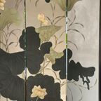 Vintage Japans Handbeschilderd Kamerscherm / Roomdivider thumbnail 5