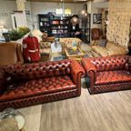 Engelse Chesterfield Bankstel 3+2 Zits Oxblood Rood Buttonseat thumbnail 2