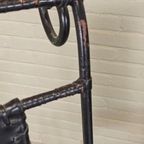 Set Van 4 Vintage Ijzer En Leer Stoelen, Zwart thumbnail 6