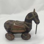 Antiek Rajasthani Paard Op Wielen Weddinghorse Volkskunst Marwari thumbnail 10