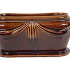 Art Deco - Brown Glazed Ceramic Flowerpot thumbnail 4