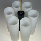 Vintage Hanglamp / Kroonluchter, Melkglazen Kokers, Duitsland 1970'S thumbnail 6