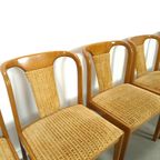 6X Teakhouten Eetkamerstoelen Met Stoffen Bekleding thumbnail 11