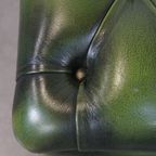 Groene Rundleren Chesterfield Hocker/ Opberg Poef Met Wieltjes thumbnail 11