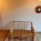 Rotan Bamboe Palm Leaf Bank 2 Fauteuils Vintage thumbnail 5