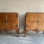 Burr Walnut Veneer Cabinets On Cabrio Legs thumbnail 3