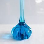 Vintage Helderblauwe Glazen Vaas, Grote Solifleur Vaas | Kerst thumbnail 5