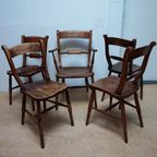 Antieke Engelse Windsor Stoelen Eetkamerstoelen, Set Van 5 thumbnail 7
