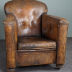 Antieke Schapenleren Fauteuil, Vol Patina thumbnail 4