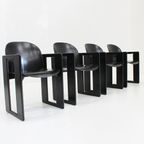 Dialogo Zwarte Leren Eetkamerstoelen Van Afra En Tobia Scarpa Voor B&B Italia, 1974, Set Van 4 thumbnail 3