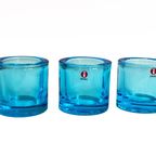 Set Van 3 Lichtblauwe Kivi Iittala Marimekko Kivi Waxinelichtjes / Kandelaars thumbnail 2