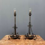 Set Van Twee Engelse Arts & Crafts Tafellampen thumbnail 18