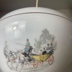 Opaal Glas Vintage Hanglamp Paarden Motief thumbnail 7