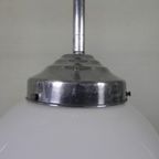 Oude Schoollamp Met Glazen Bol In Opaalglas, Jaren 30 thumbnail 10