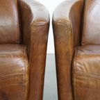 Set Van 2 Unieke En Comfortabele Bruine Rundleren Aviator Design Fauteuils/ Armchairs thumbnail 11