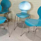 Set Van 4 Vlinderstoelen Eetkamerstoelen, Blauw thumbnail 3