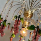 Vintage Roze Druiven Kroonluchter Hanglamp Kristal Geblazen thumbnail 10