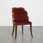 Zeer Charmante Art Deco “wolken” Eetkamer/ Bijzetstoel Met Luxe Rode Bekleding thumbnail 10