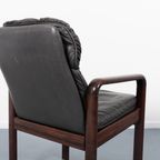 Set Of 6 Black Leather Armchairs / Fauteuil From Dyrlund, 1980’S Denmark thumbnail 11