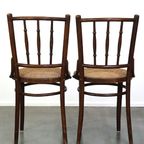 Super Leuke Set Van 4 Originele Antieke Thonet Bistro Stoelen Met Gematte Zittingen thumbnail 14