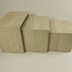 Set Van 3 Italiaanse Travertijn Nesting Tables, Jaren 70 thumbnail 11
