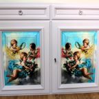 Zachtroze Brocante Kast “engeltjes” thumbnail 8