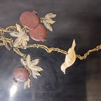 Vintage Chinese Lakkast Vogels Bloemen (speksteen) Bohemian Kast / Oosterse Kast / Aziatische Kast thumbnail 15