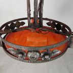 Art Deco Hanglamp Met Glazen Schaal En 3 Kelkjes, Jaren 30 thumbnail 8