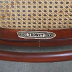 Set Van 10 Hoge Donkerbruine Vintage Thonet Stoelen Model “Long John/ Lange Jan” 2 Met Armleuning thumbnail 25