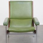 Tijdloze Groene Rundleren, Houten Vintage Jaren ’60 Design Fauteuil Model Lotus 1611 Van Rob Parry thumbnail 7