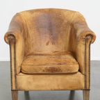 Goed Doorleefde Vintage Schapenleren Clubfauteuil Met Een Stoere Look Van Nico Van Oorschot thumbnail 2