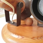 Vintage Houten Scandinavische Lamp Met Twee Verstelbare Messing Spots – Jaren '70 thumbnail 7