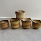 Set Van 5 Vintage Bruin - Beige Keramiek Bloempotten thumbnail 6