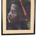 Afrikaans Meisje Kunst Schilderij Op Papier Weyne 66X56Cm thumbnail 10