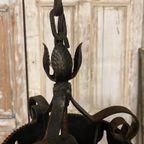 Oude Franse Metalen Hanglampen, Franse Lelie. Origineel thumbnail 6