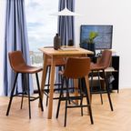 Sallinge Barkruk - Set Van 2 - Cognac Met Zwart Metalen Frame thumbnail 3