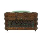 Antieke Houten Naaidoos Tramp Art Volkskunst Uniek Stuk 1928 thumbnail 5