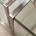 Vintage Glas En Chrome Mimiset Nesting Tables Bijzettafels thumbnail 10