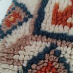 Vintage Geknoopt Wollen Kussen Blauw Oranje Beige thumbnail 3