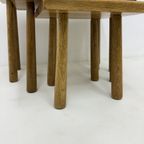 Set Of Nesting Tables Solid Oak Wood Brutalist , 1970S thumbnail 5