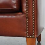 Stijlvolle En Luxe Cognac Kleurige Clubfauteuil Gemaakt Van Hoogwaardig Rundleer thumbnail 14