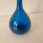 Vintage Petrol Blauwe Glazen Vaas Fles Vaasje Jaren 60 thumbnail 2