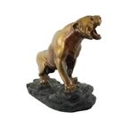 Art Deco Brullende Tijger Beeld Sculptuur Bronzen Patina Gips thumbnail 9