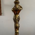 Zeemeermin Vintage Staande Lamp Goudkleurig Vintage Lamp Met Nautisch Figuur, Natuursteen Details thumbnail 5